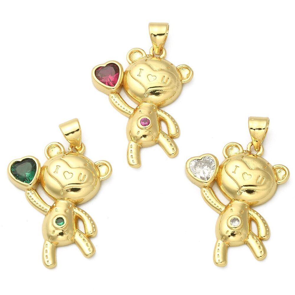 9449 10 Pcs Random Colored Micro Pave Cubic Zirconia Real 18K Gold Plated